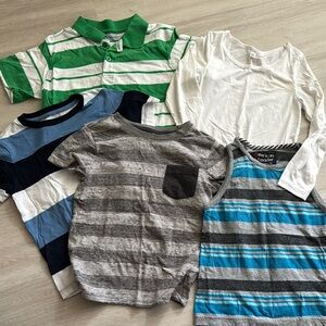 Green and White Striped Kids Polo Shirt